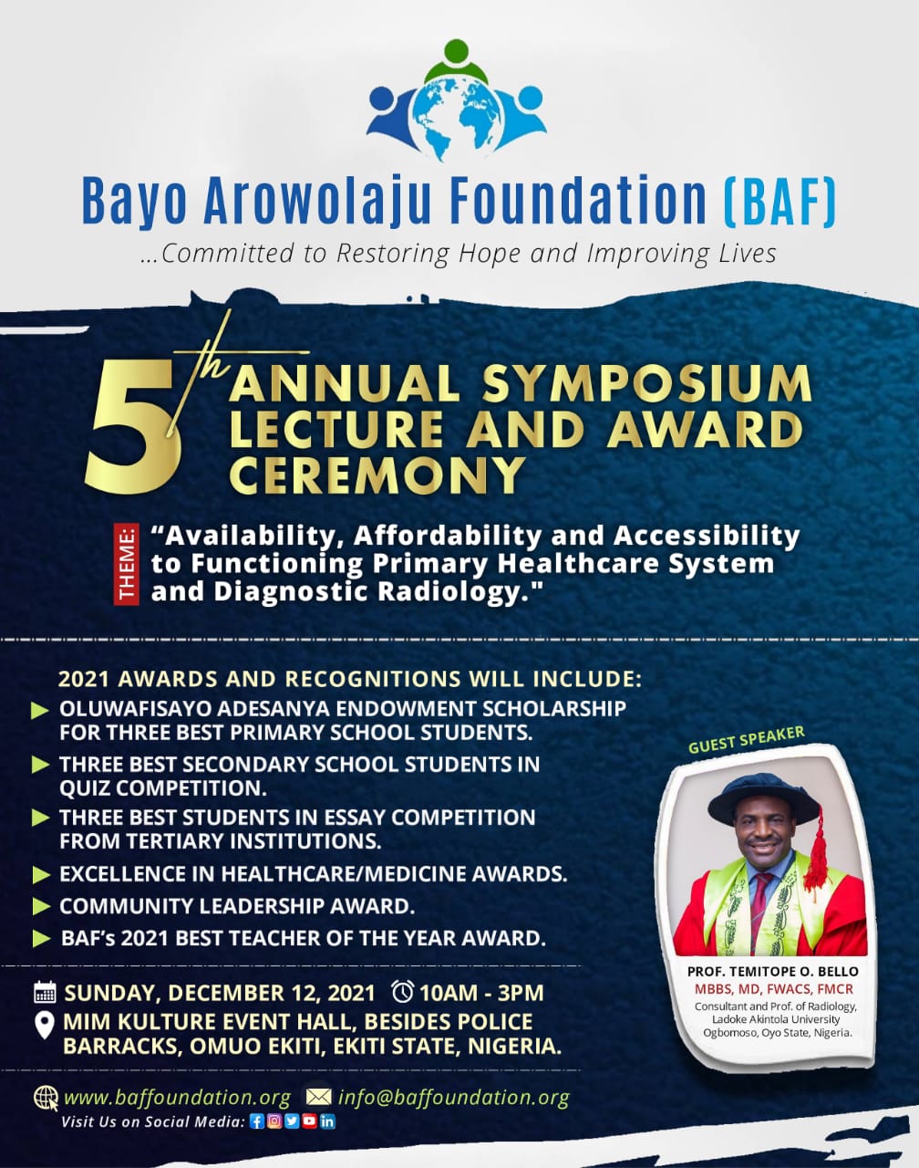 Official BAF flyer for the 5th Annual Symposium Lecture and Award Ceremony